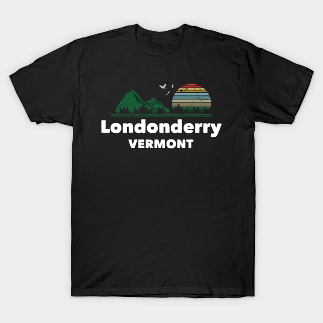 Mountain Sunset Flying Birds Outdoor Londonderry Vermont T-Shirt by greenrepublicmerch